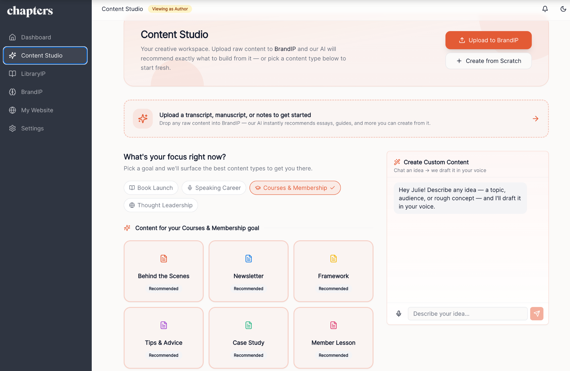 Content Studio flexible workspace
