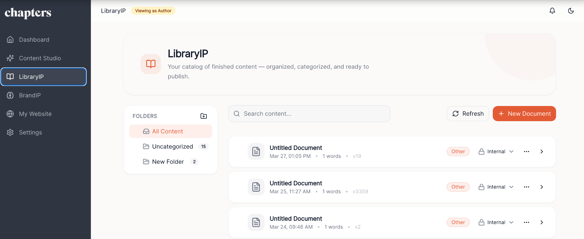 LibraryIP content catalog